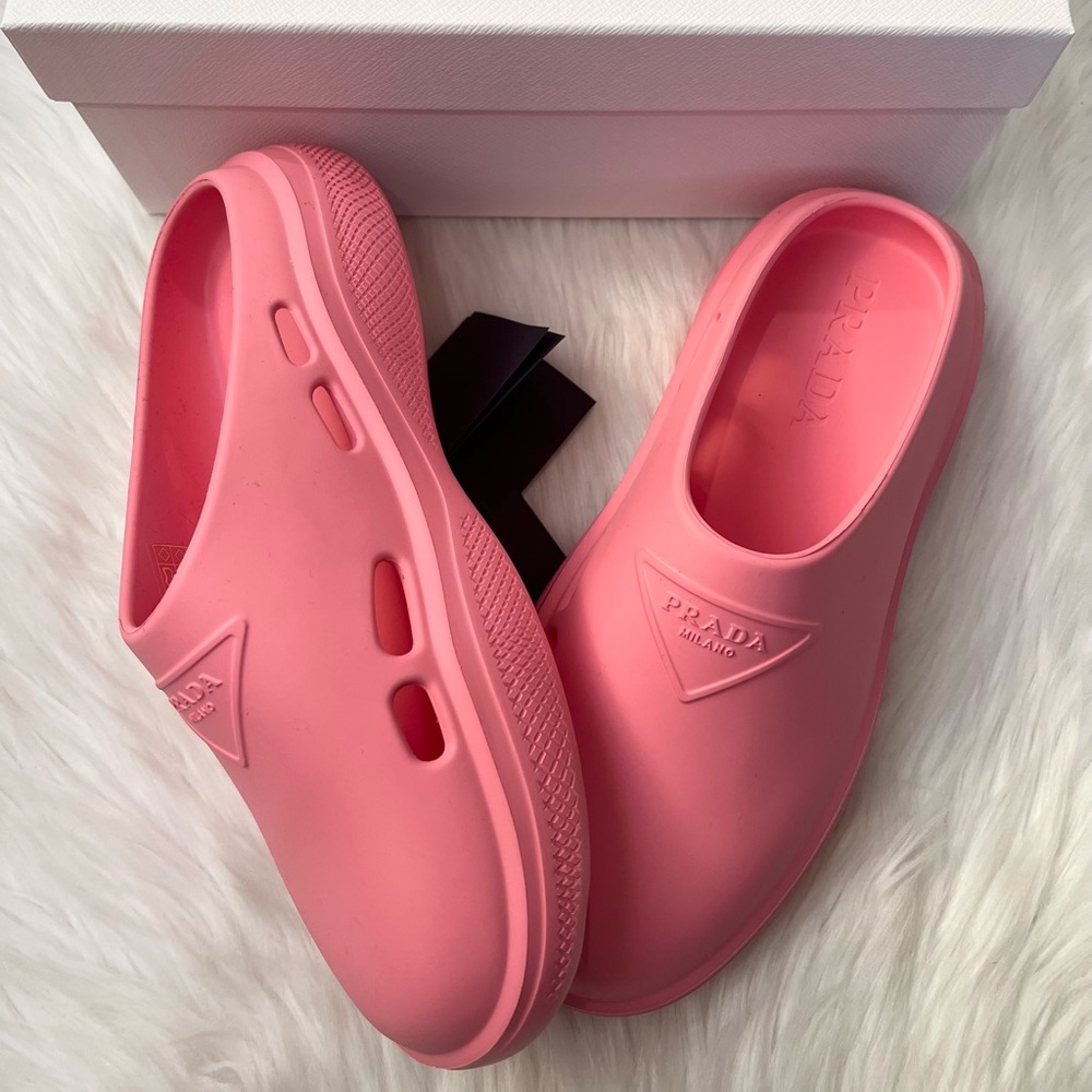 Prada Pink Slip-On Clog Sneakers